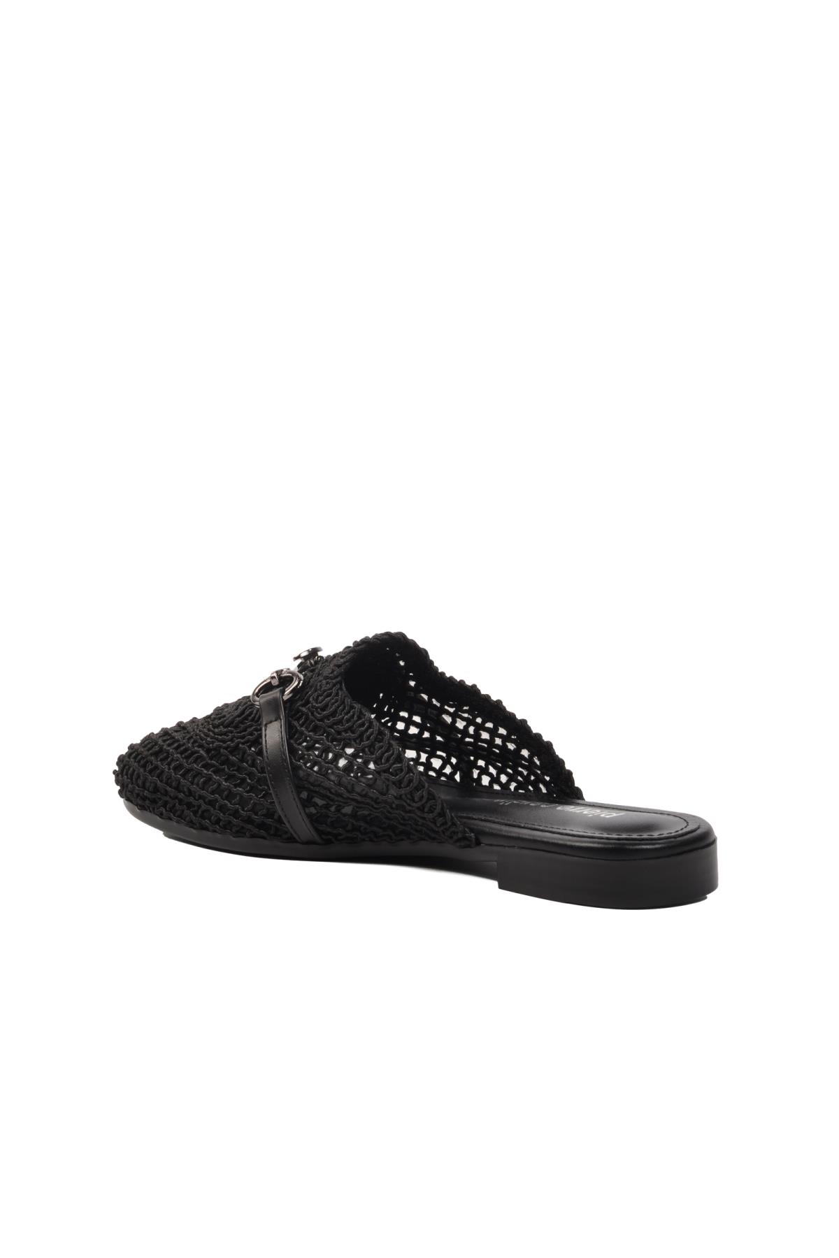 PC-53128 Siyah Kadın Örgülü Terlik - Görsel 11