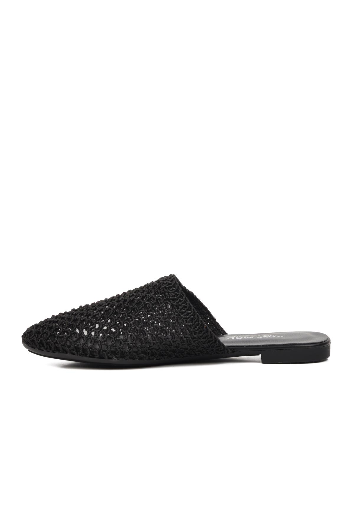 335166 Siyah Örgülü Kadın Sabo Terlik - Görsel 5