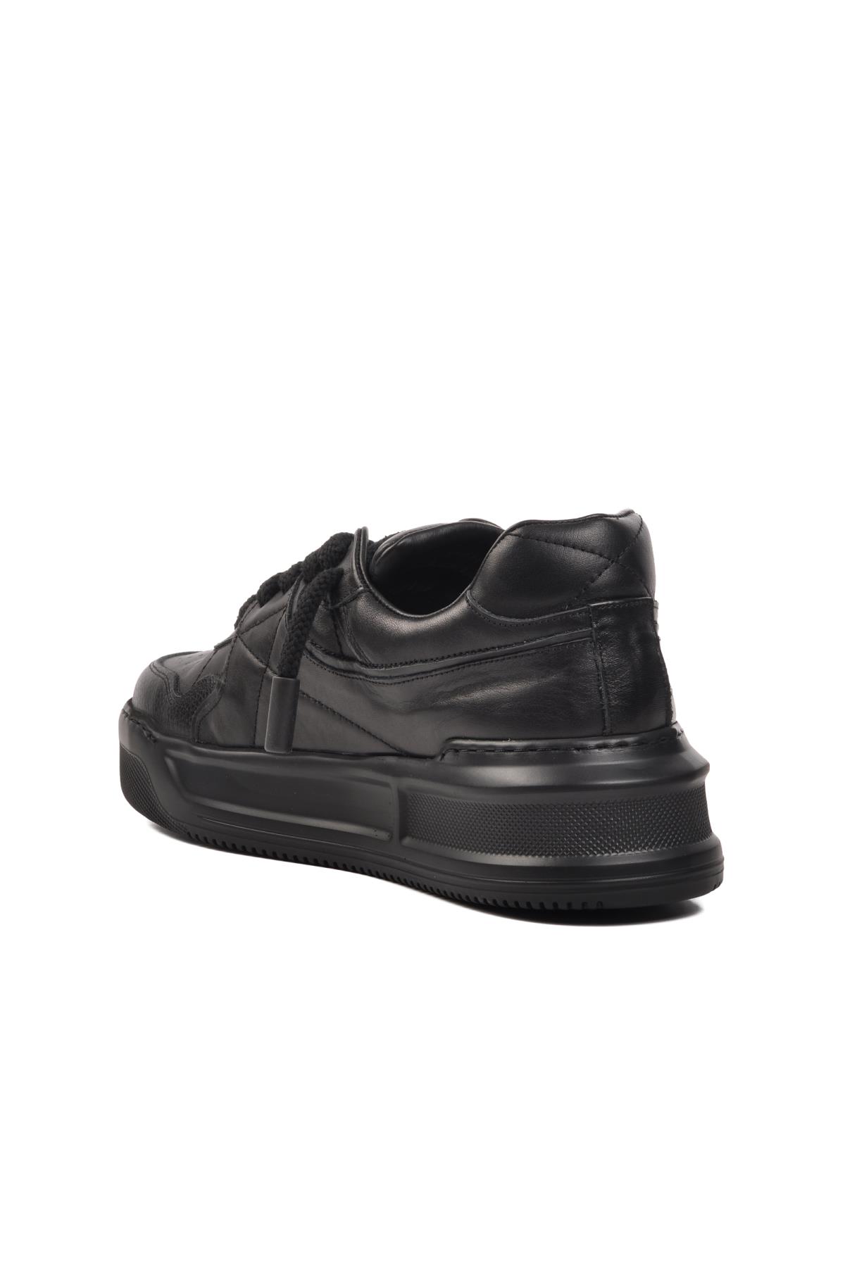 Premium 1306 Siyah Cilt Erkek Sneaker - Görsel 5