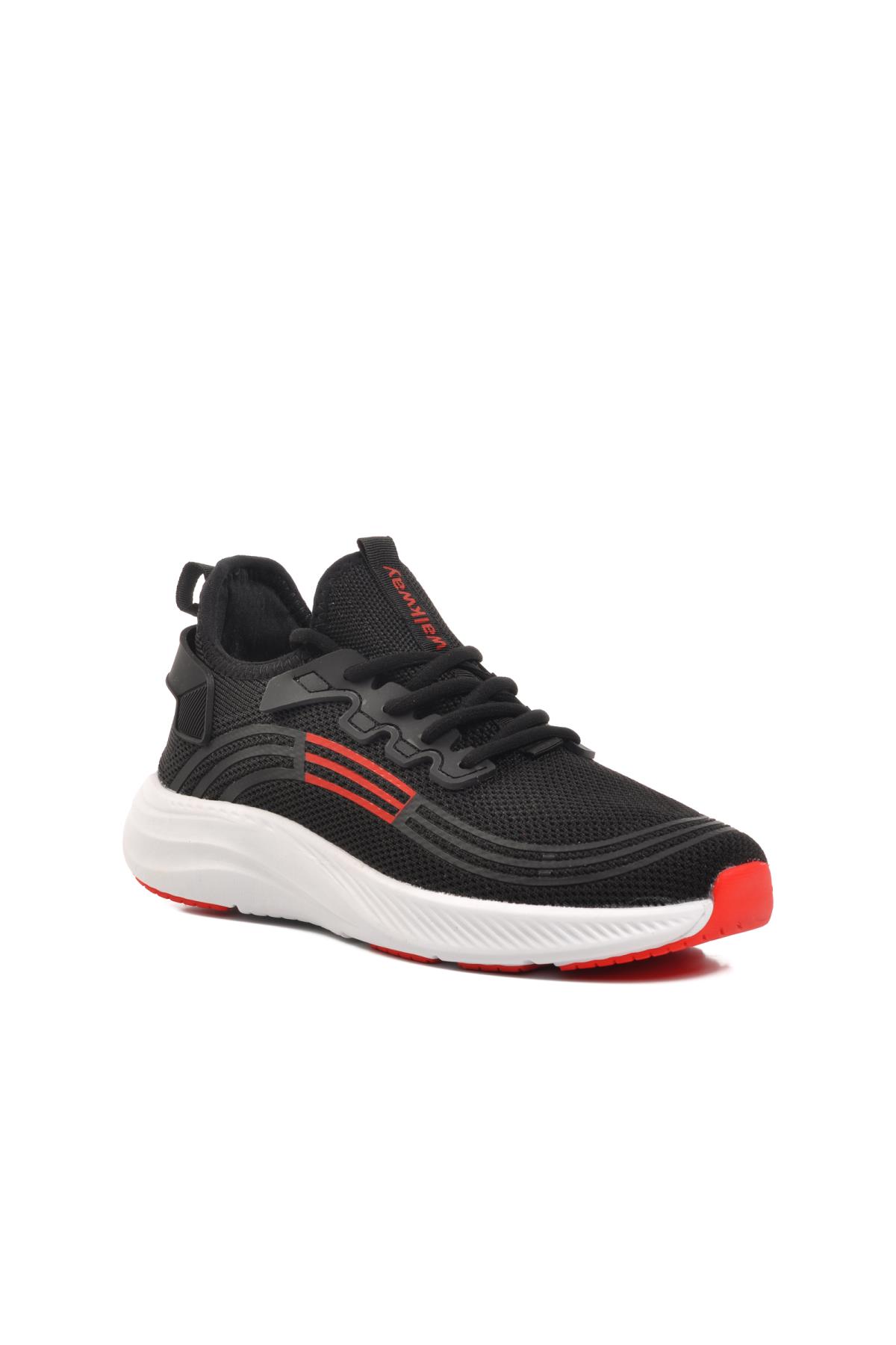 Onega Siyah-Beyaz-Kırmızı Triko Erkek Spor Ayakkabı - Görsel 2