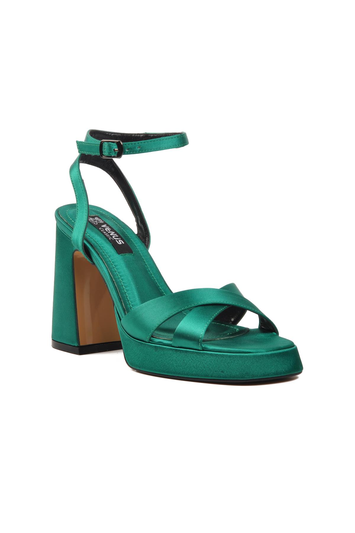 23101322Y Yeşil Saten Kadın Abiye Ayakkabı - Görsel 2