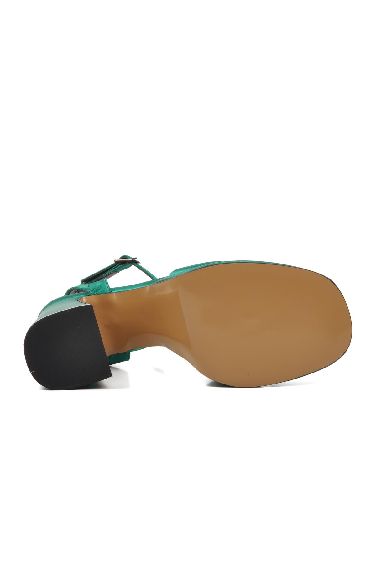 23101322Y Yeşil Saten Kadın Abiye Ayakkabı - Görsel 6