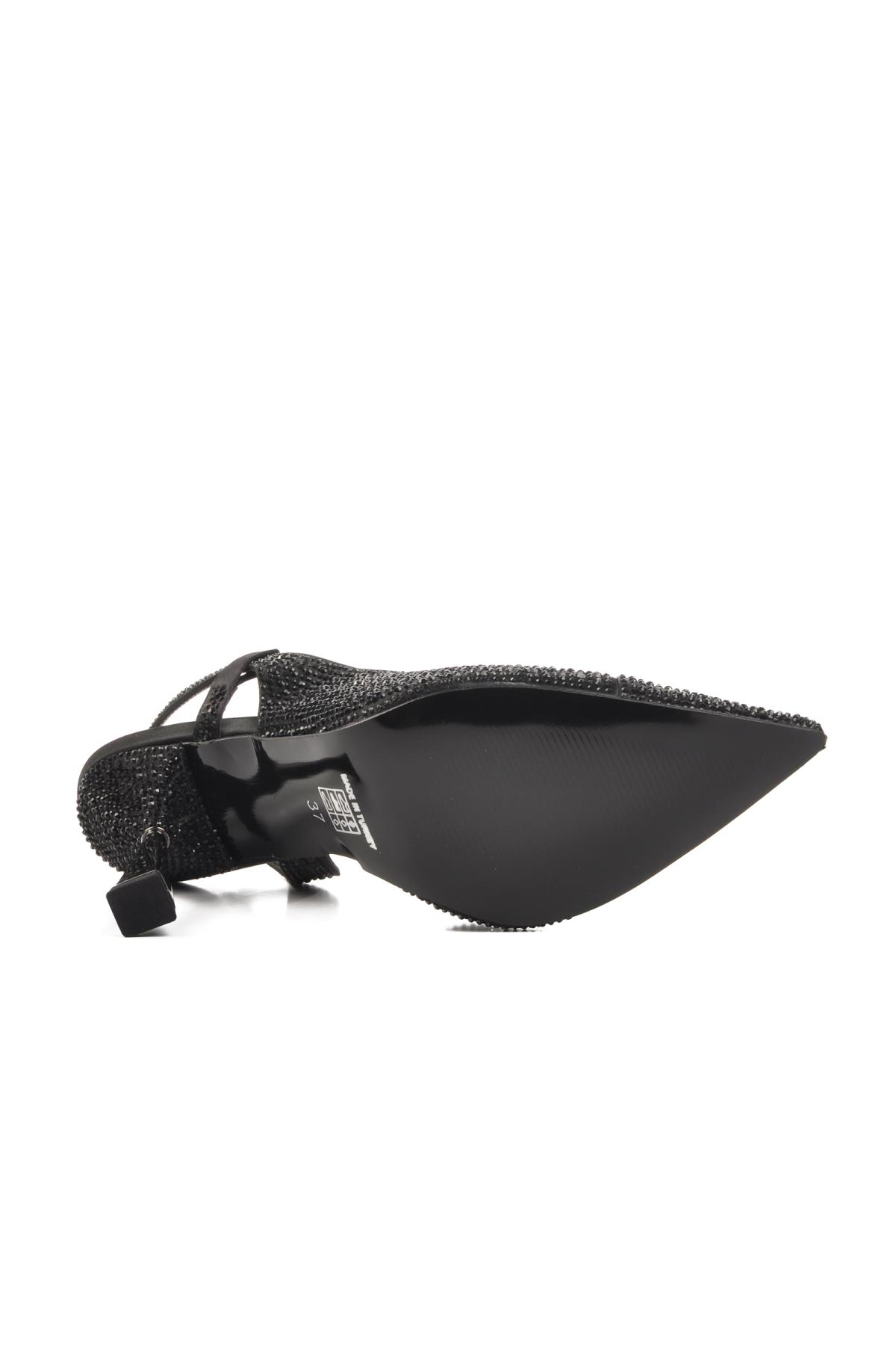 658209 Siyah Kadın Topuklu Taşlı Abiye Ayakkabı - Görsel 6