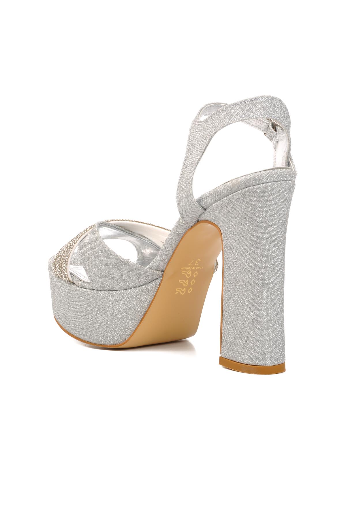 655323 Gümüş Kadın Abiye Ayakkabı - Görsel 5
