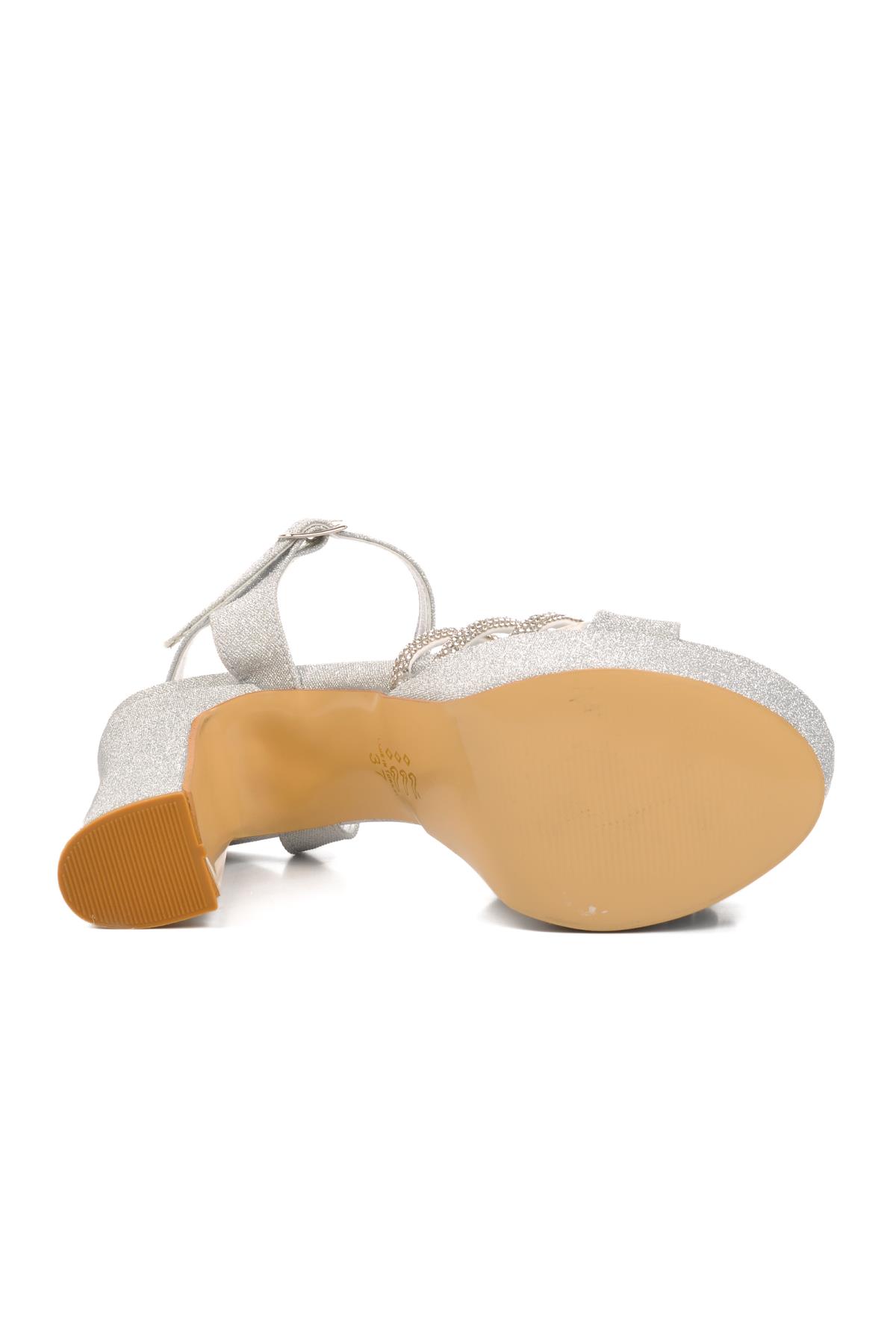 655323 Gümüş Kadın Abiye Ayakkabı - Görsel 6