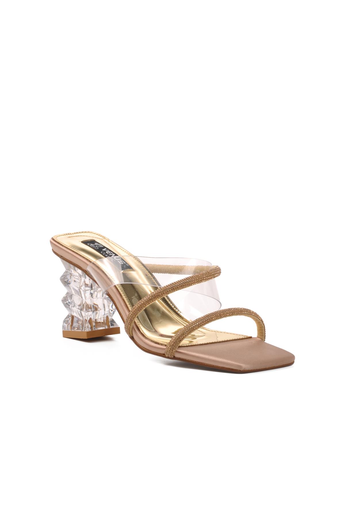 22411257 Bej Kadın Topuklu Terlik - Görsel 2