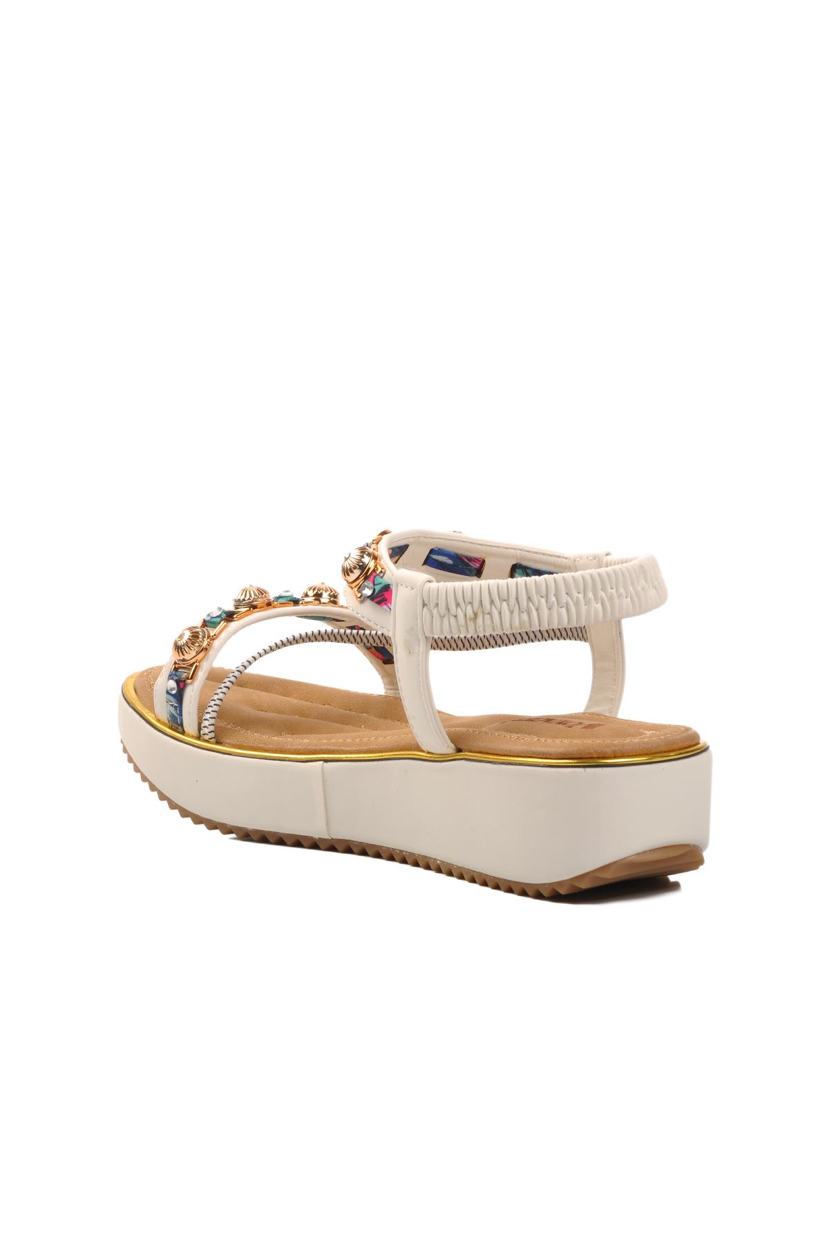 9651 Beyaz Kadın Sandalet - Görsel 5