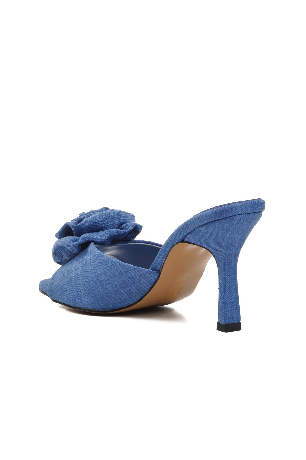 670472 Mavi Topuklu Kadın Terlik - Görsel 5