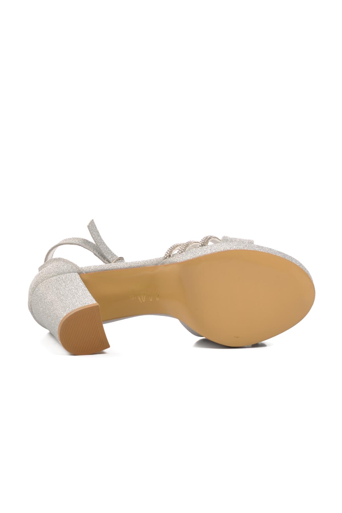 655328 Gümüş Kadın Abiye Ayakkabı - Görsel 6