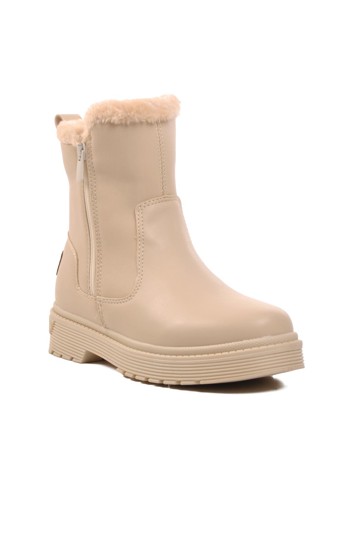 23003 Bej İçi Kürklü Kadın Bot - Görsel 2