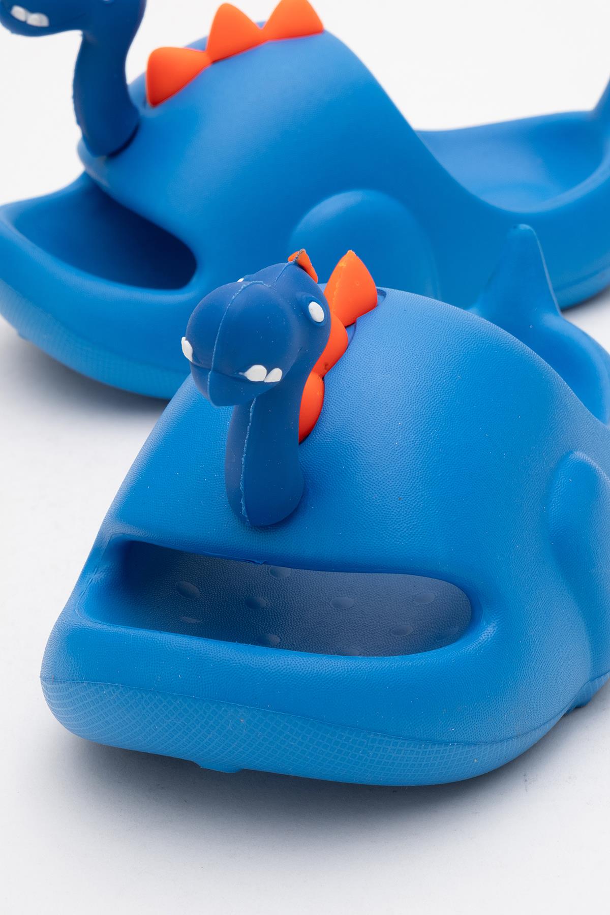 Çocuk Dinozor Figürlü Terlik 25-32 SAX MAVİ - Görsel 4