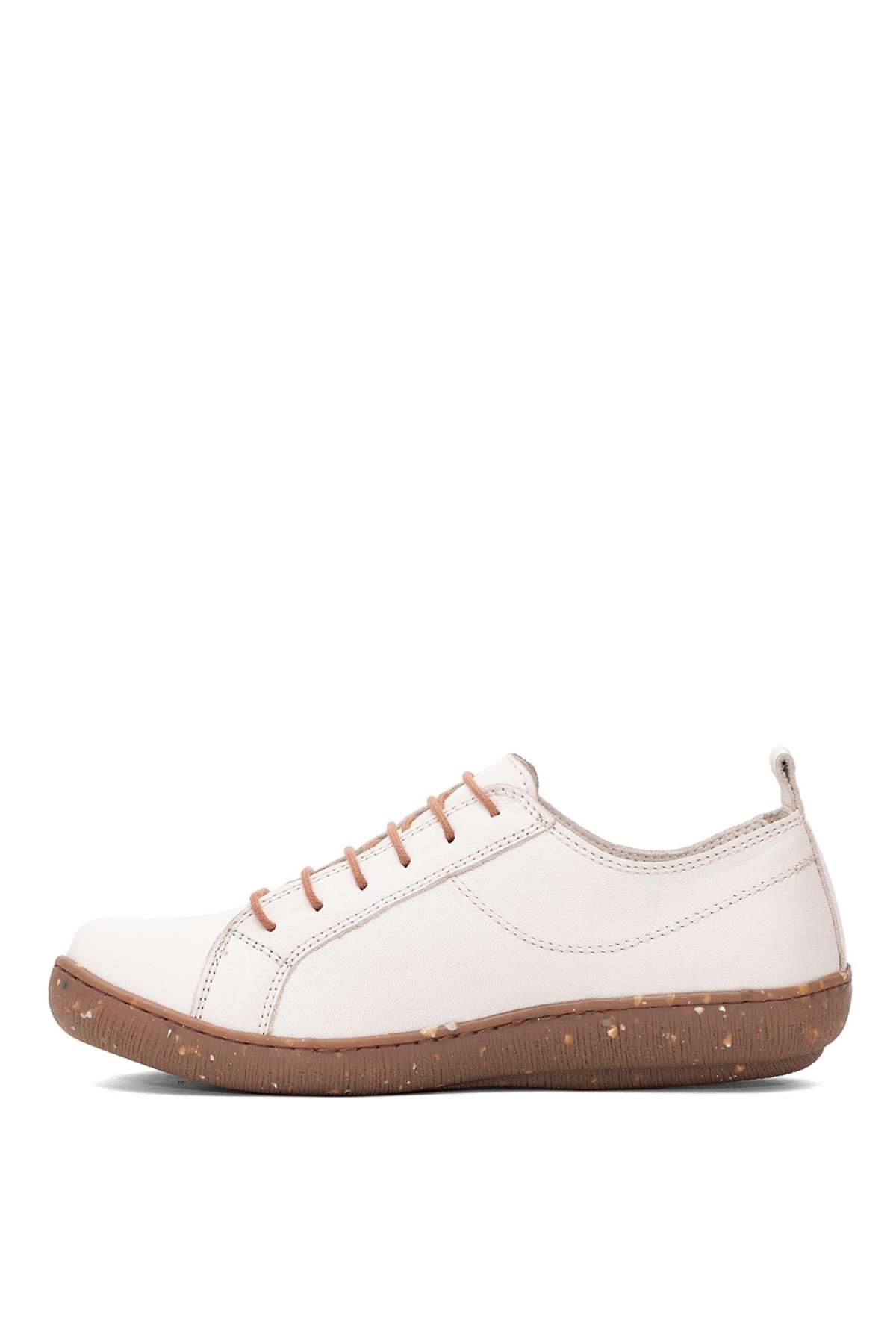D25YA-870 Kadın Hakiki Deri Casual Ayakkabı Krem - Görsel 4
