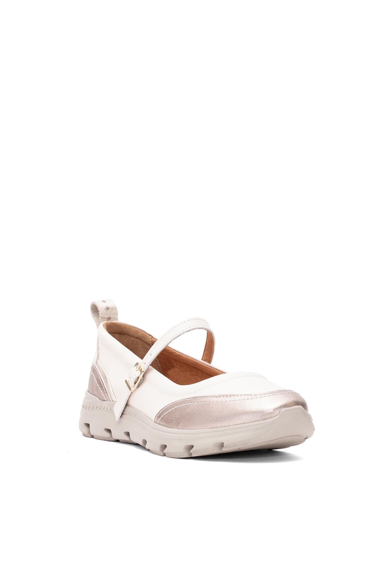 D25YA-750 Kadın Hakiki Deri Casual Ayakkabı Kemik - Görsel 3