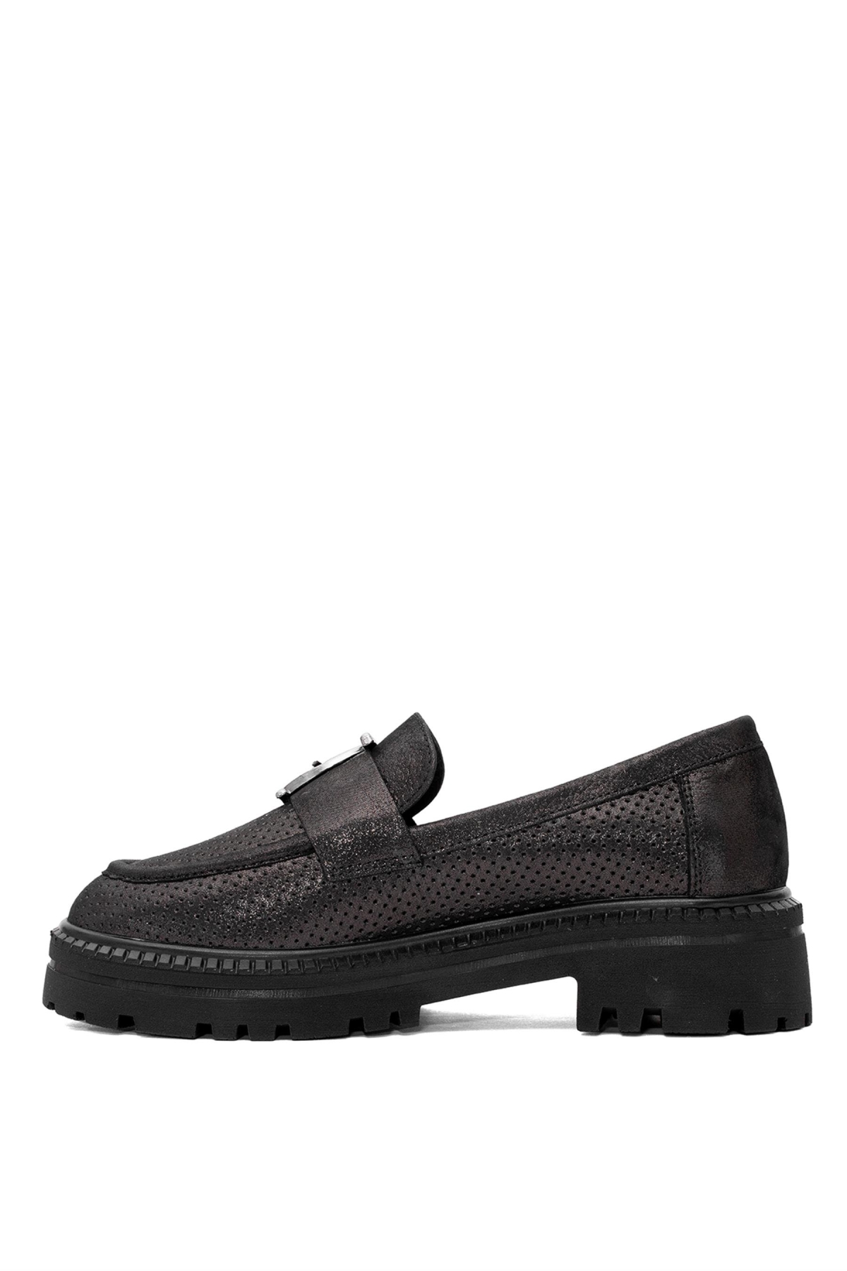 D25YA-7300 Kadın Hakiki Deri Casual Ayakkabı Platin - Görsel 4