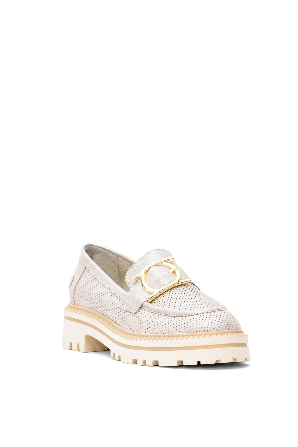 D25YA-7300 Kadın Hakiki Deri Casual Ayakkabı Bej - Görsel 3