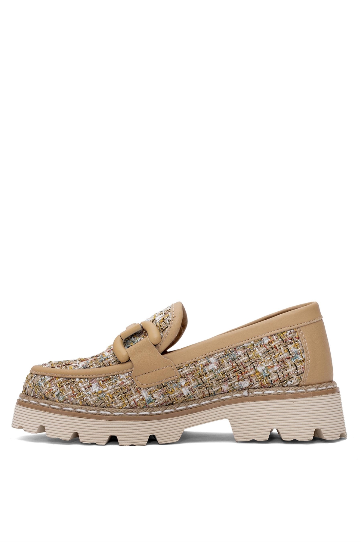 D25YA-3770 Kadın Hakiki Deri Casual Ayakkabı Kum Rengi - Görsel 4