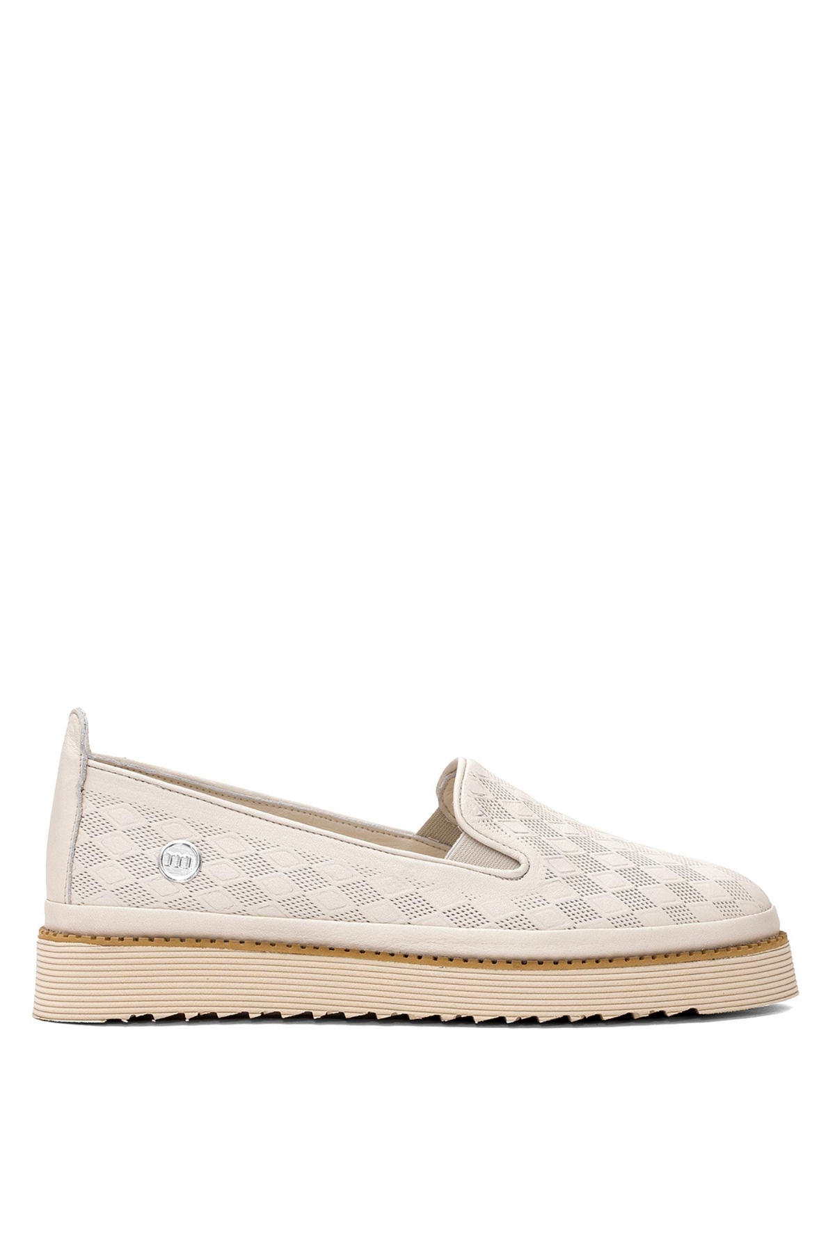 D25YA-690 Kadın Hakiki Deri Casual Ayakkabı Kemik - Görsel 2