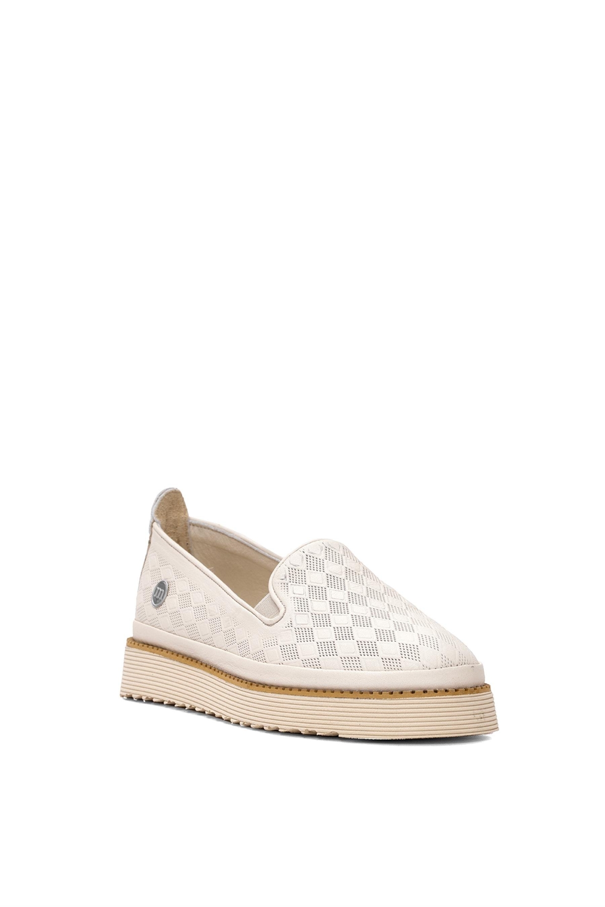 D25YA-690 Kadın Hakiki Deri Casual Ayakkabı Kemik - Görsel 3