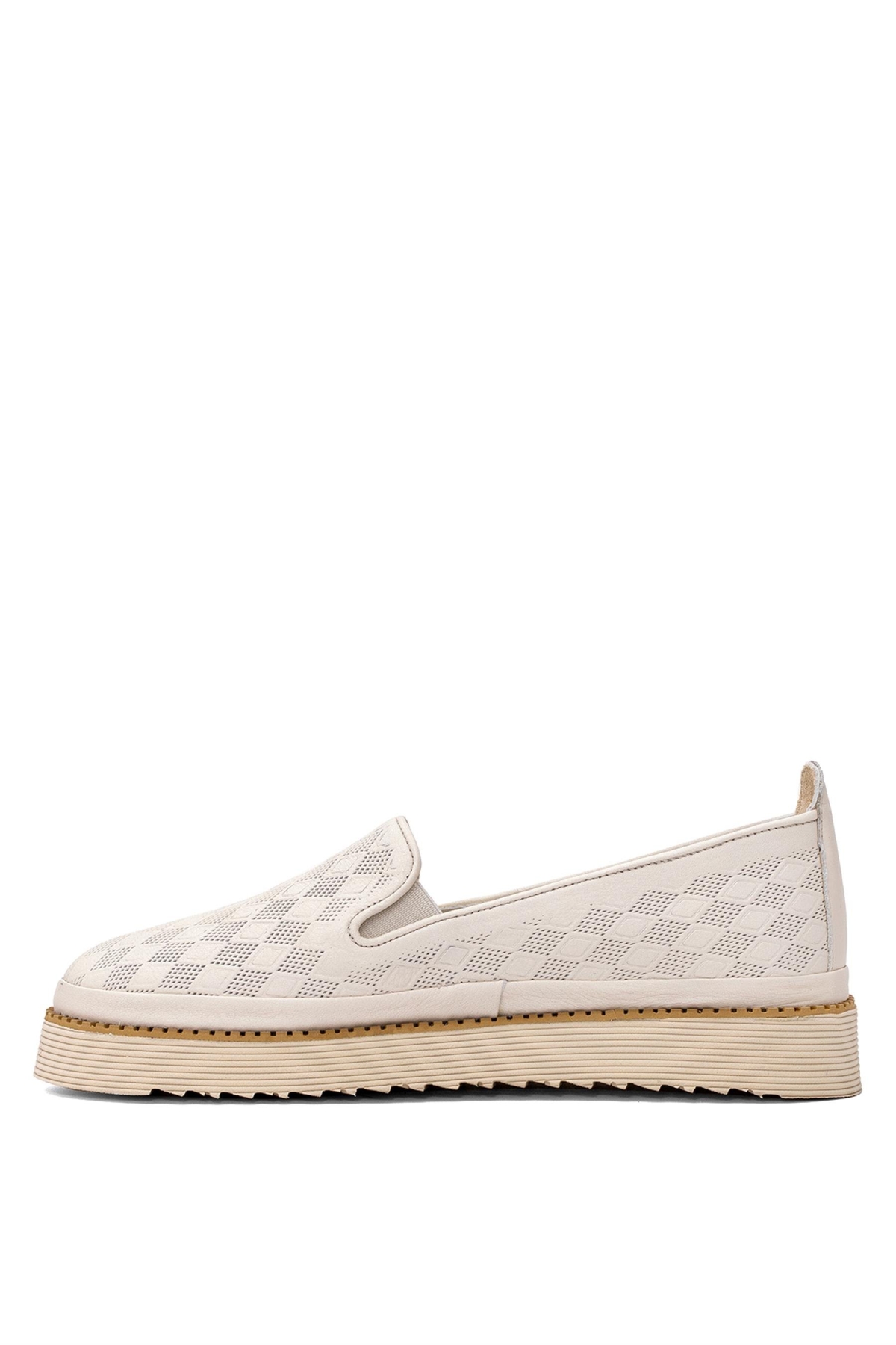 D25YA-690 Kadın Hakiki Deri Casual Ayakkabı Kemik - Görsel 4