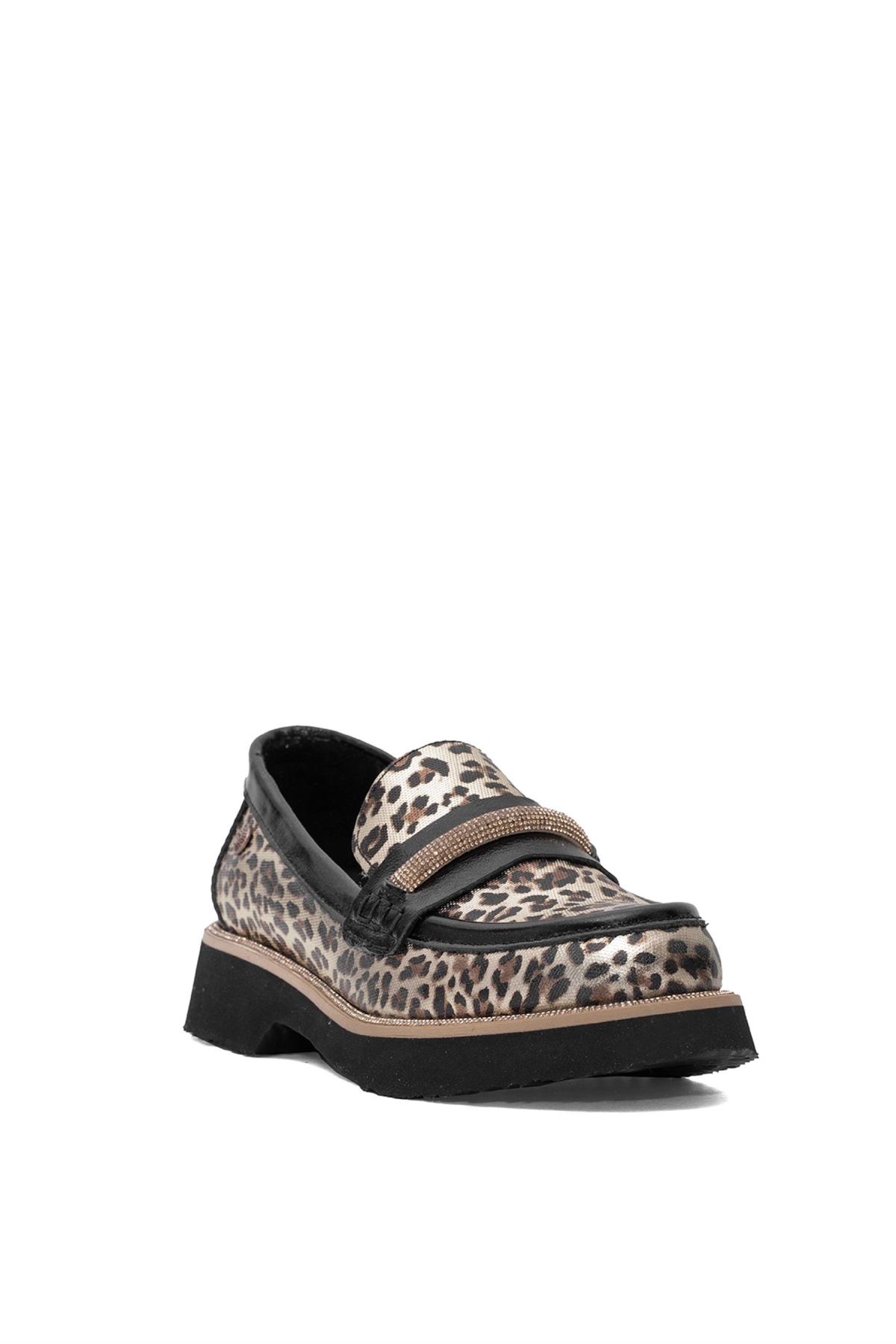 D25YA-3735 Kadın Hakiki Deri Casual Ayakkabı Altın - Görsel 3