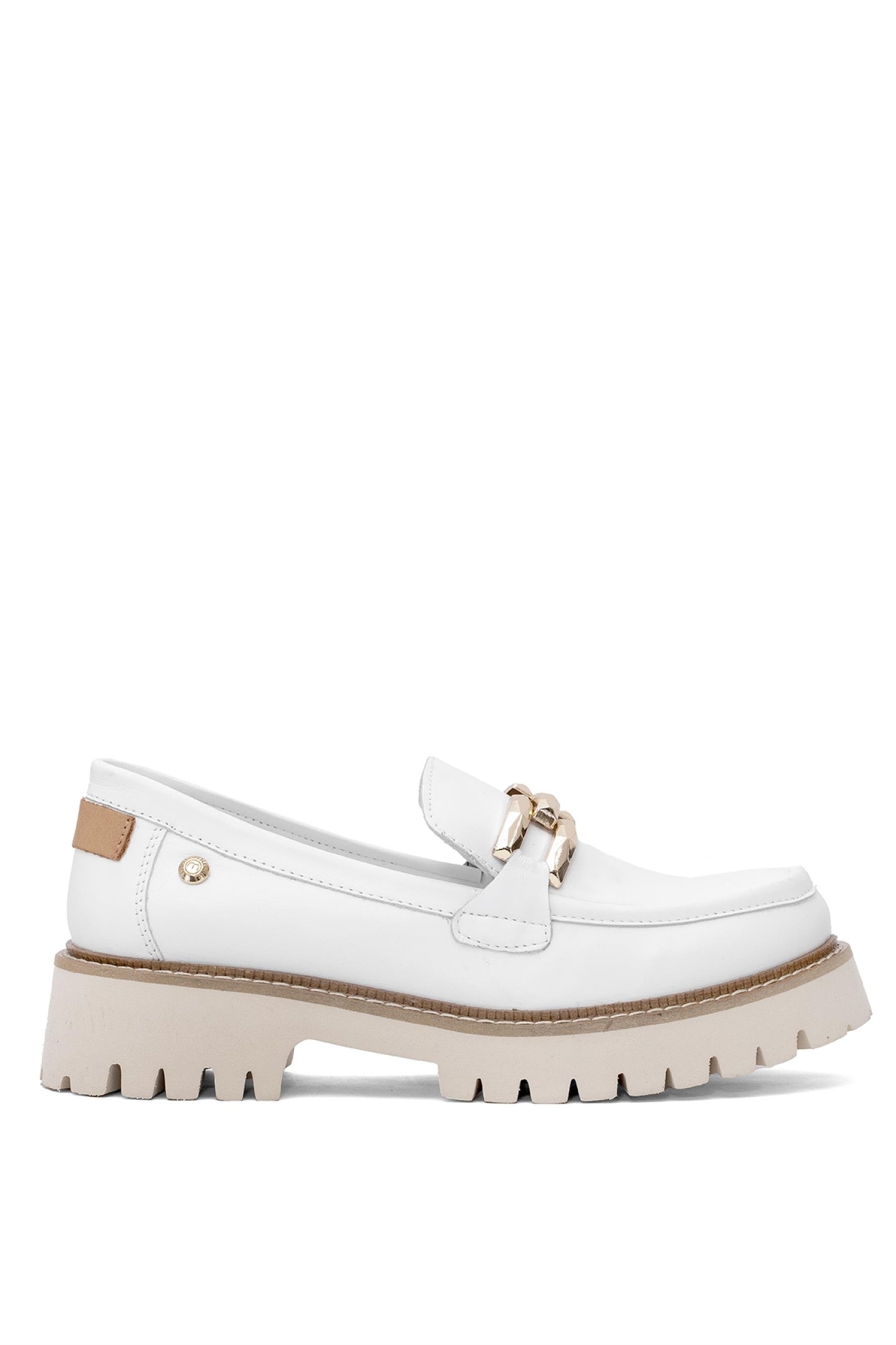 D25YA-3695 Kadın Hakiki Deri Casual Ayakkabı Beyaz - Görsel 2