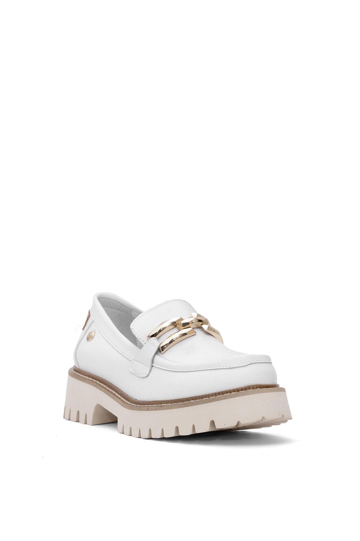 D25YA-3695 Kadın Hakiki Deri Casual Ayakkabı Beyaz - Görsel 3