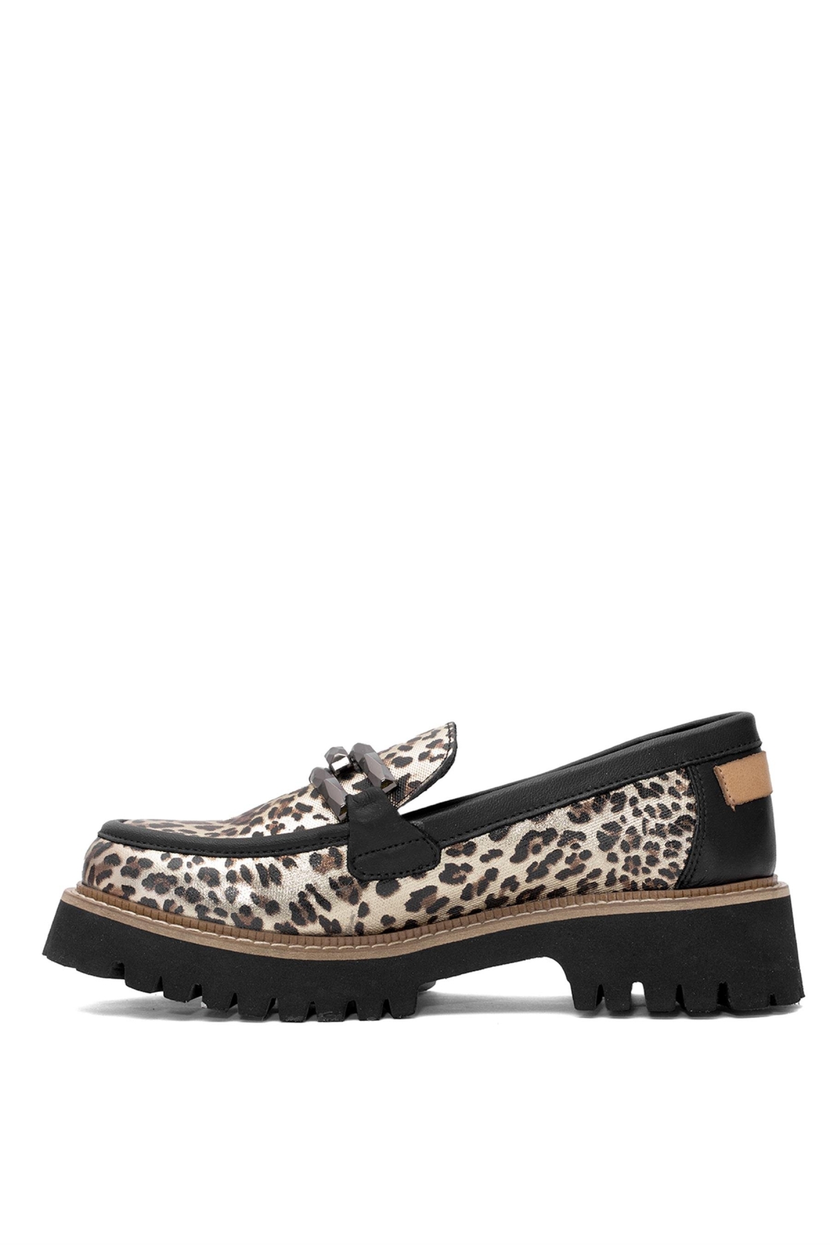 D25YA-3695 Kadın Hakiki Deri Casual Ayakkabı Altın - Görsel 4