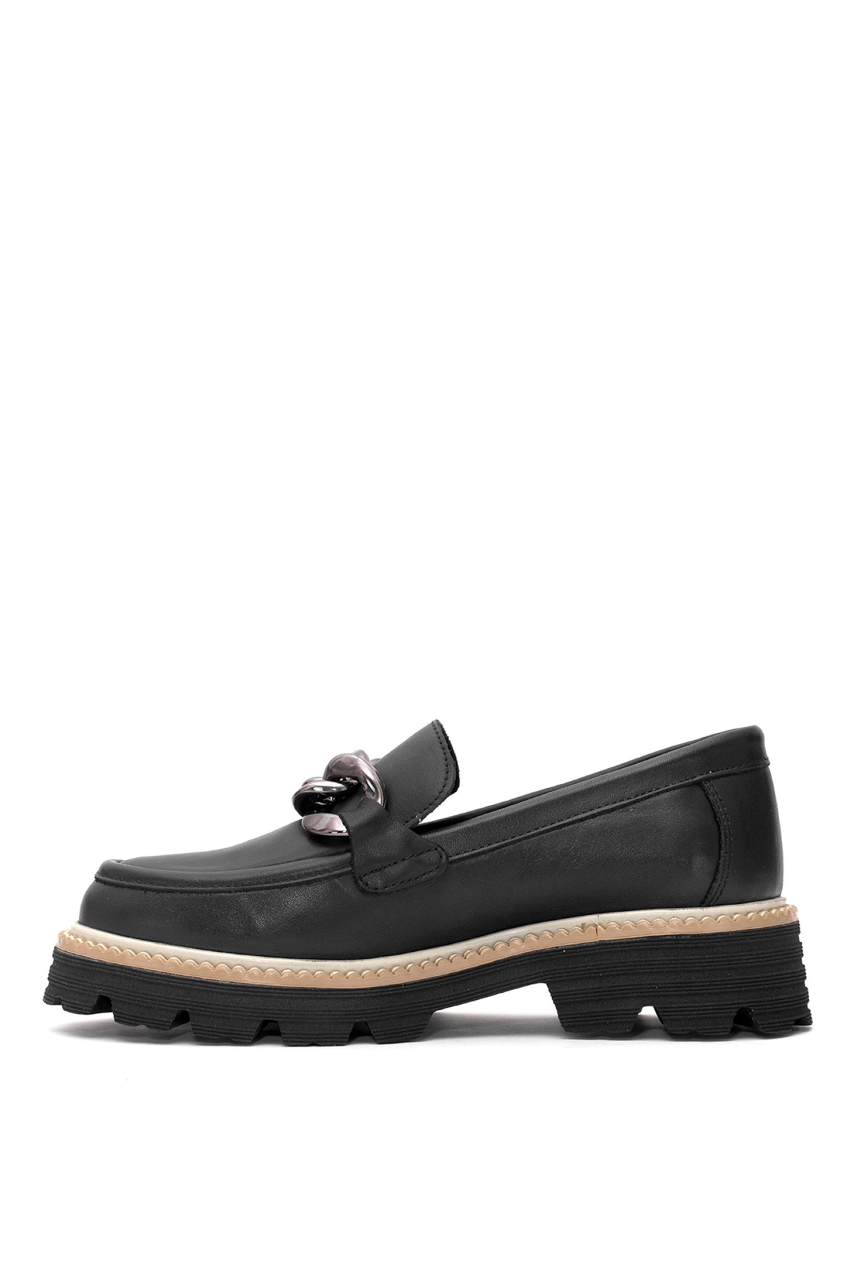 D25YA-3690 Kadın Hakiki Deri Casual Ayakkabı Siyah - Görsel 4
