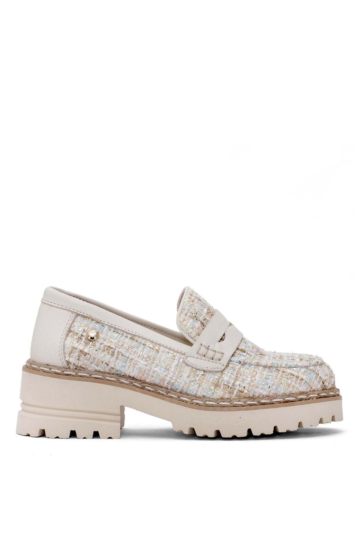 D25YA-3655 Kadın Hakiki Deri Casual Ayakkabı Krem - Görsel 2