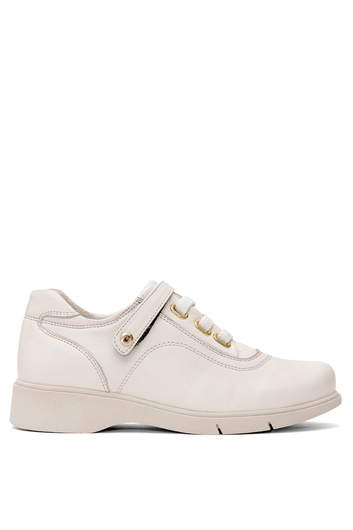 D25YA-3620 Kadın Hakiki Deri Casual Ayakkabı Krem - Görsel 2