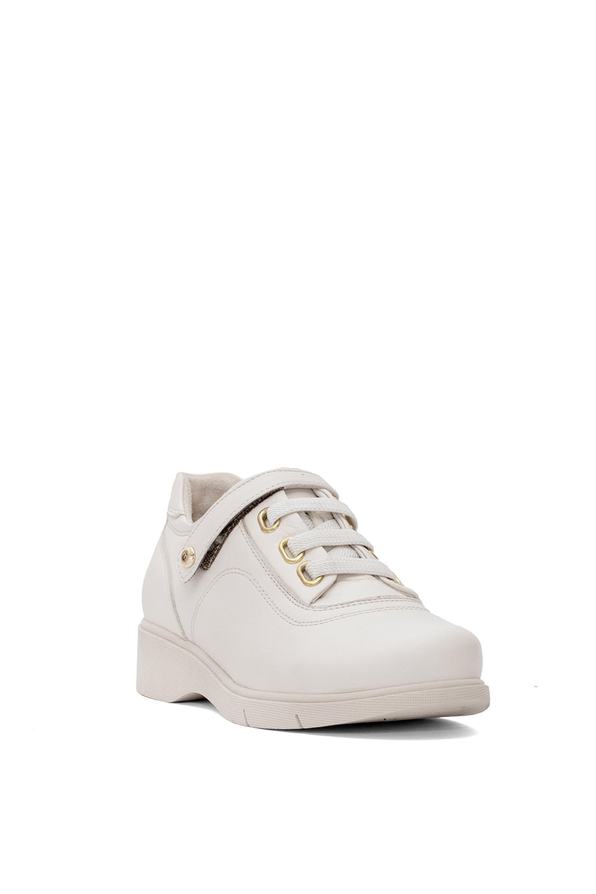 D25YA-3620 Kadın Hakiki Deri Casual Ayakkabı Krem - Görsel 3