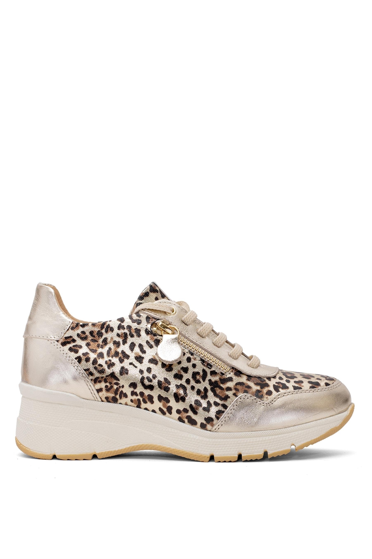 D25YA-3495 Kadın Hakiki Deri Casual Ayakkabı Altın - Görsel 2