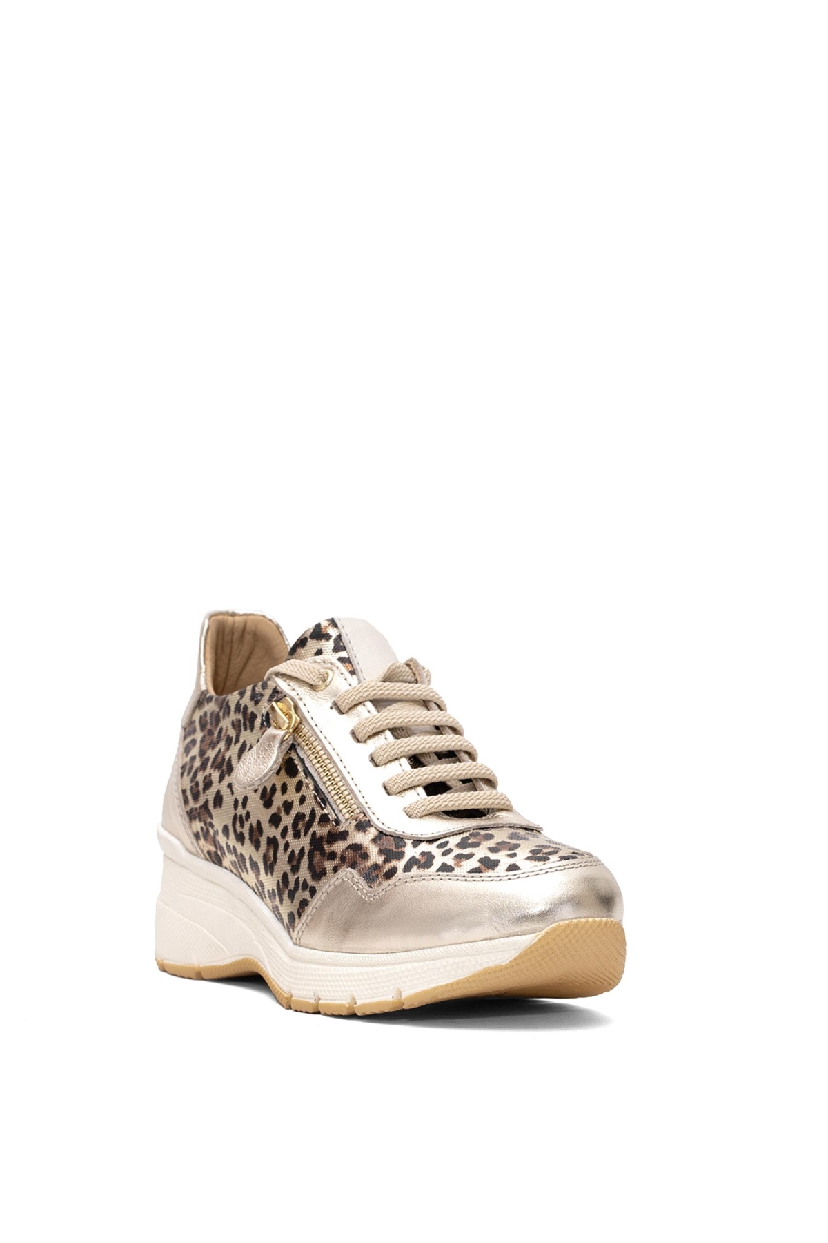 D25YA-3495 Kadın Hakiki Deri Casual Ayakkabı Altın - Görsel 3