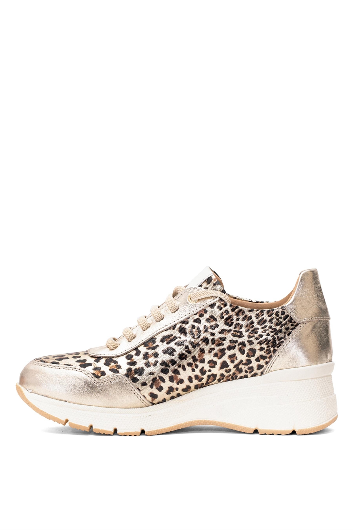 D25YA-3495 Kadın Hakiki Deri Casual Ayakkabı Altın - Görsel 4