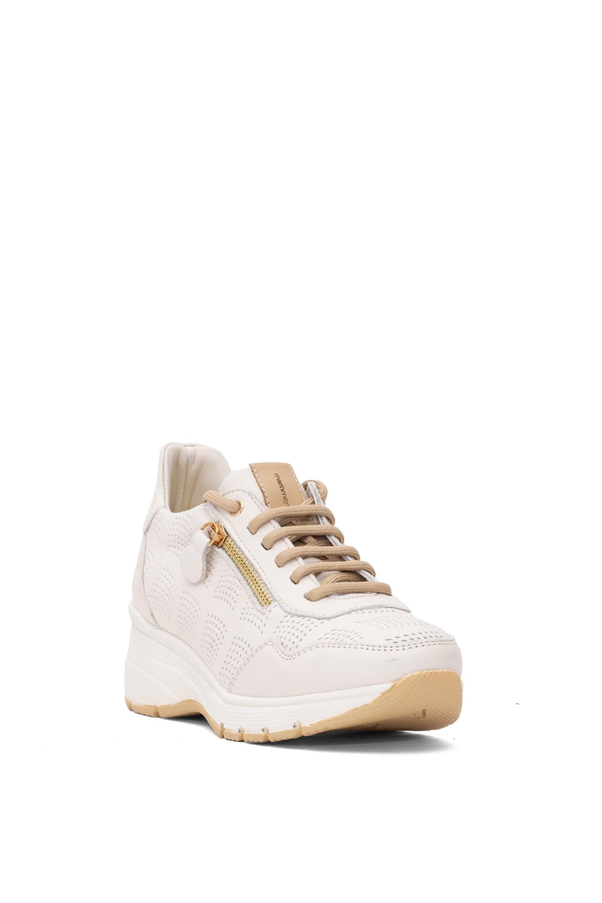 D25YA-3495 Kadın Hakiki Deri Casual Ayakkabı Krem - Görsel 3