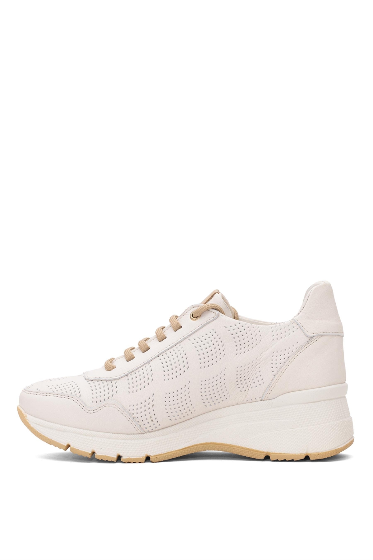 D25YA-3495 Kadın Hakiki Deri Casual Ayakkabı Krem - Görsel 4