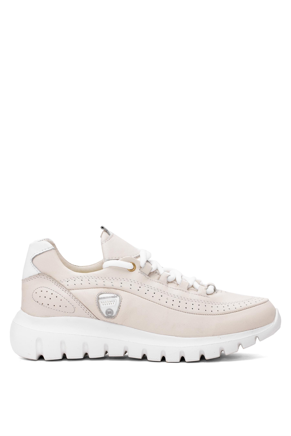 D25YA-3485 Kadın Hakiki Deri Casual Ayakkabı Krem - Görsel 2