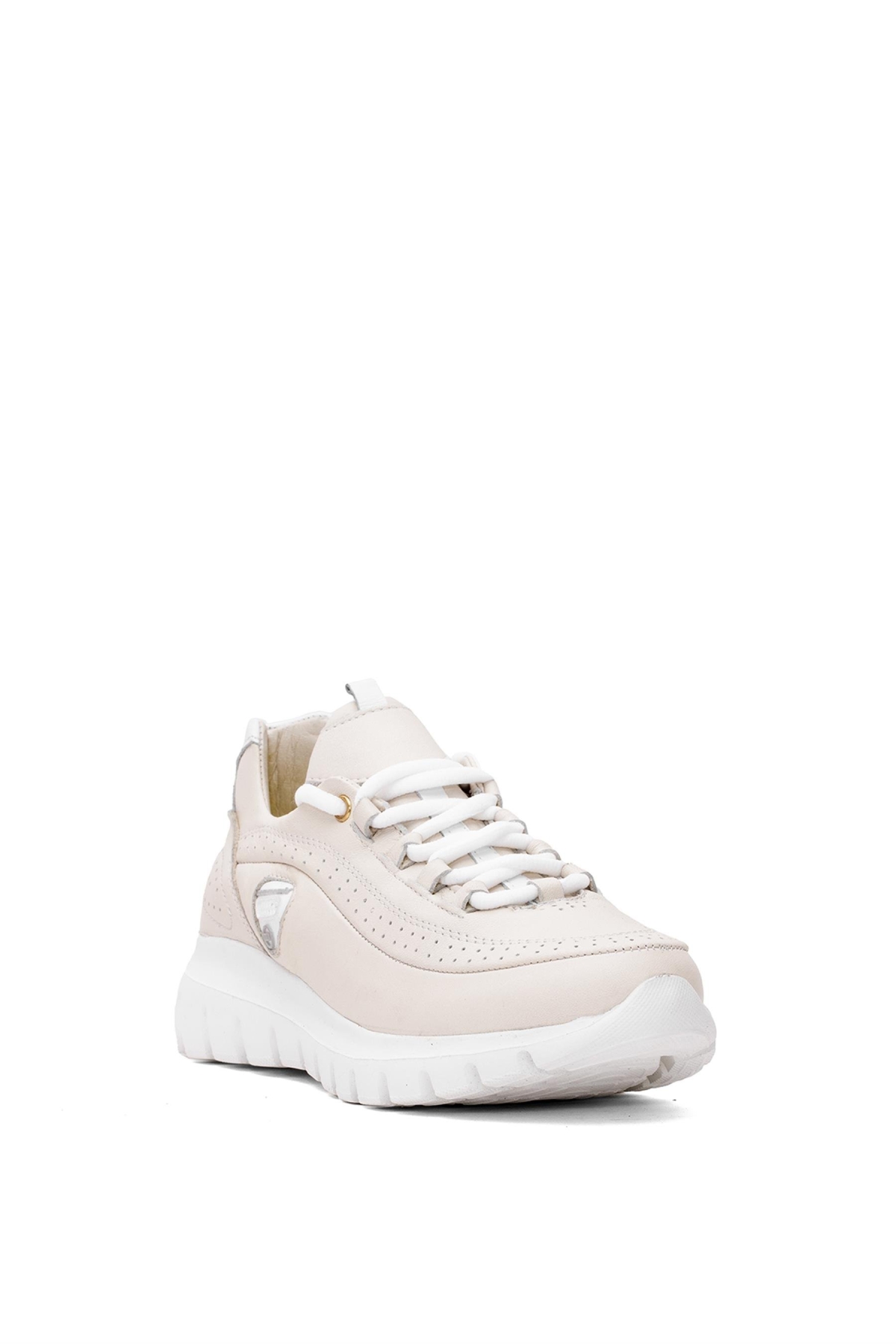 D25YA-3485 Kadın Hakiki Deri Casual Ayakkabı Krem - Görsel 3