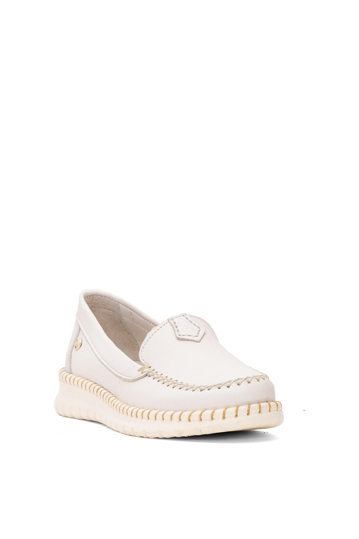 D25YA-3265 Kadın Hakiki Deri Casual Ayakkabı Krem - Görsel 3