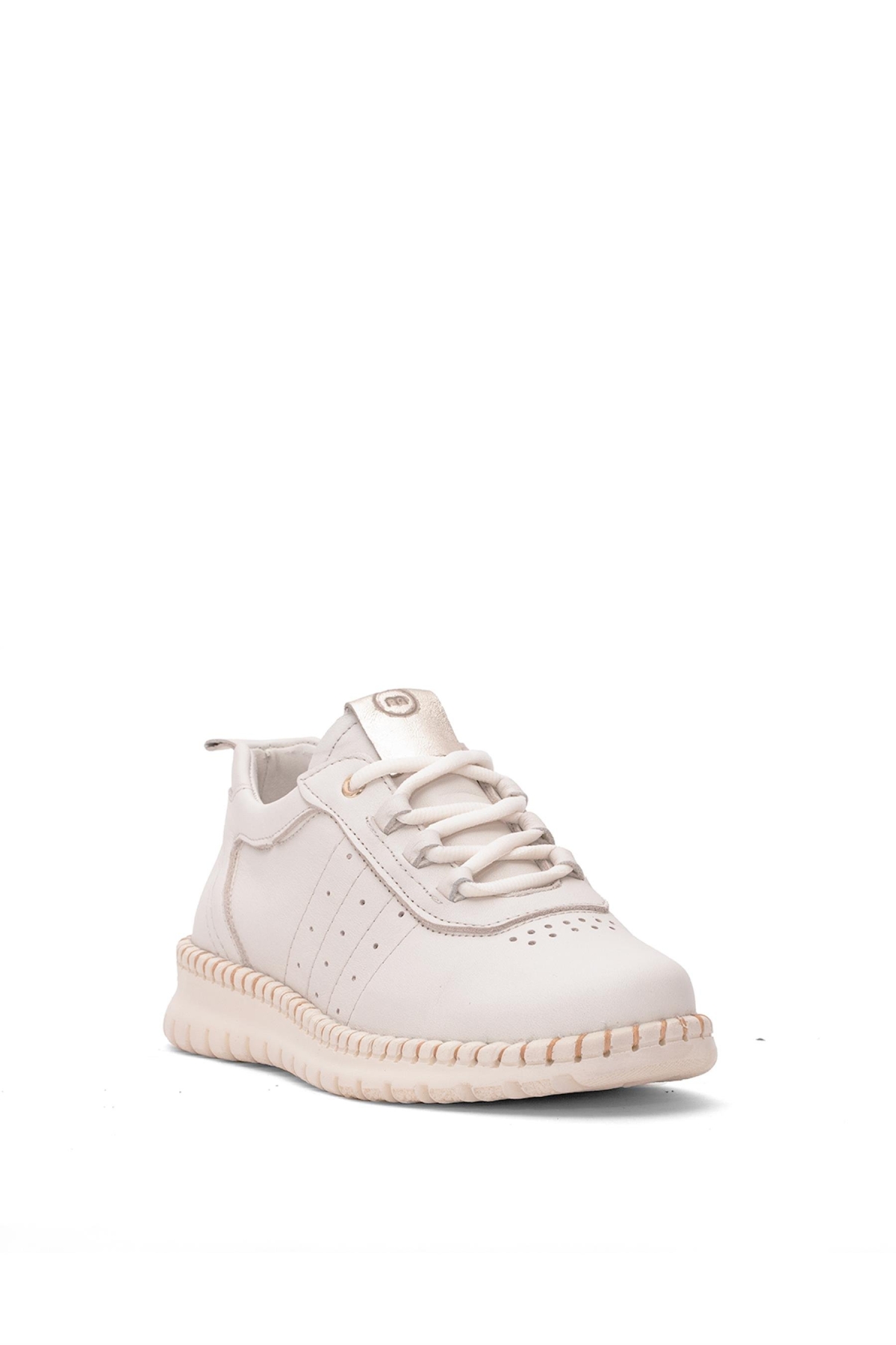 D25YA-3275 Kadın Hakiki Deri Casual Ayakkabı Krem - Görsel 3