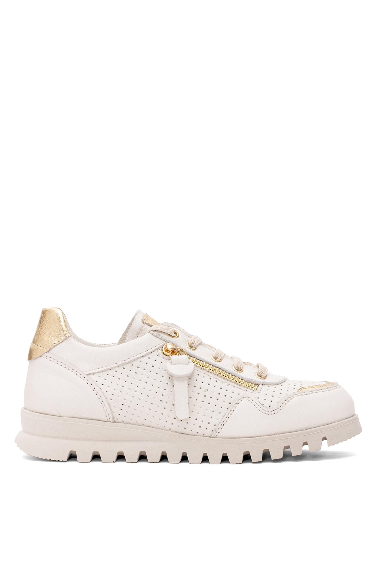 D25YA-3195 Kadın Hakiki Deri Casual Ayakkabı Krem - Görsel 2