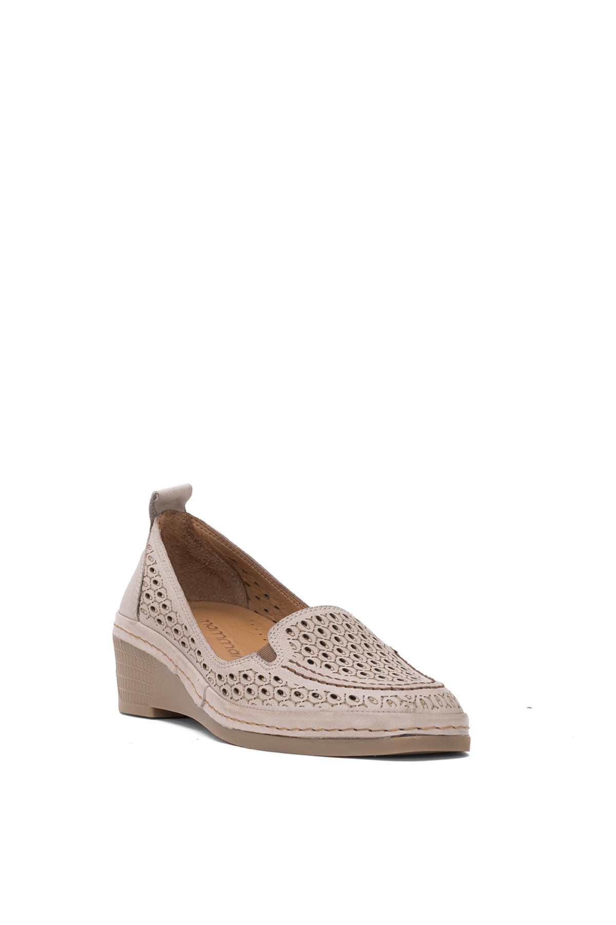 D25YA-330 Kadın Hakiki Deri Dolgu Topuk Ayakkabı Gri - Görsel 3