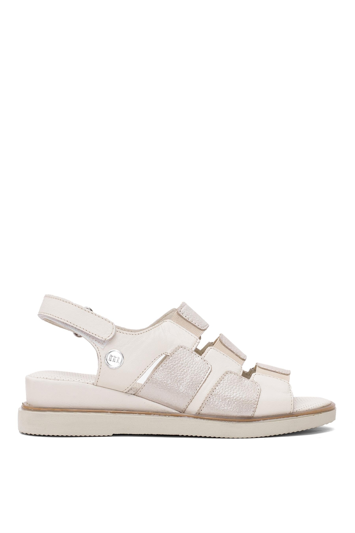 D25YS-5040 Kadın Hakiki Deri Düz Sandalet Krem - Görsel 2