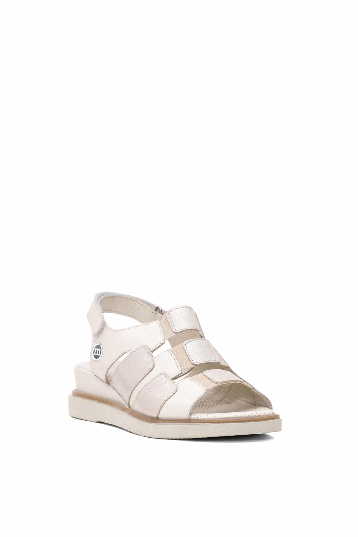 D25YS-5040 Kadın Hakiki Deri Düz Sandalet Krem - Görsel 3