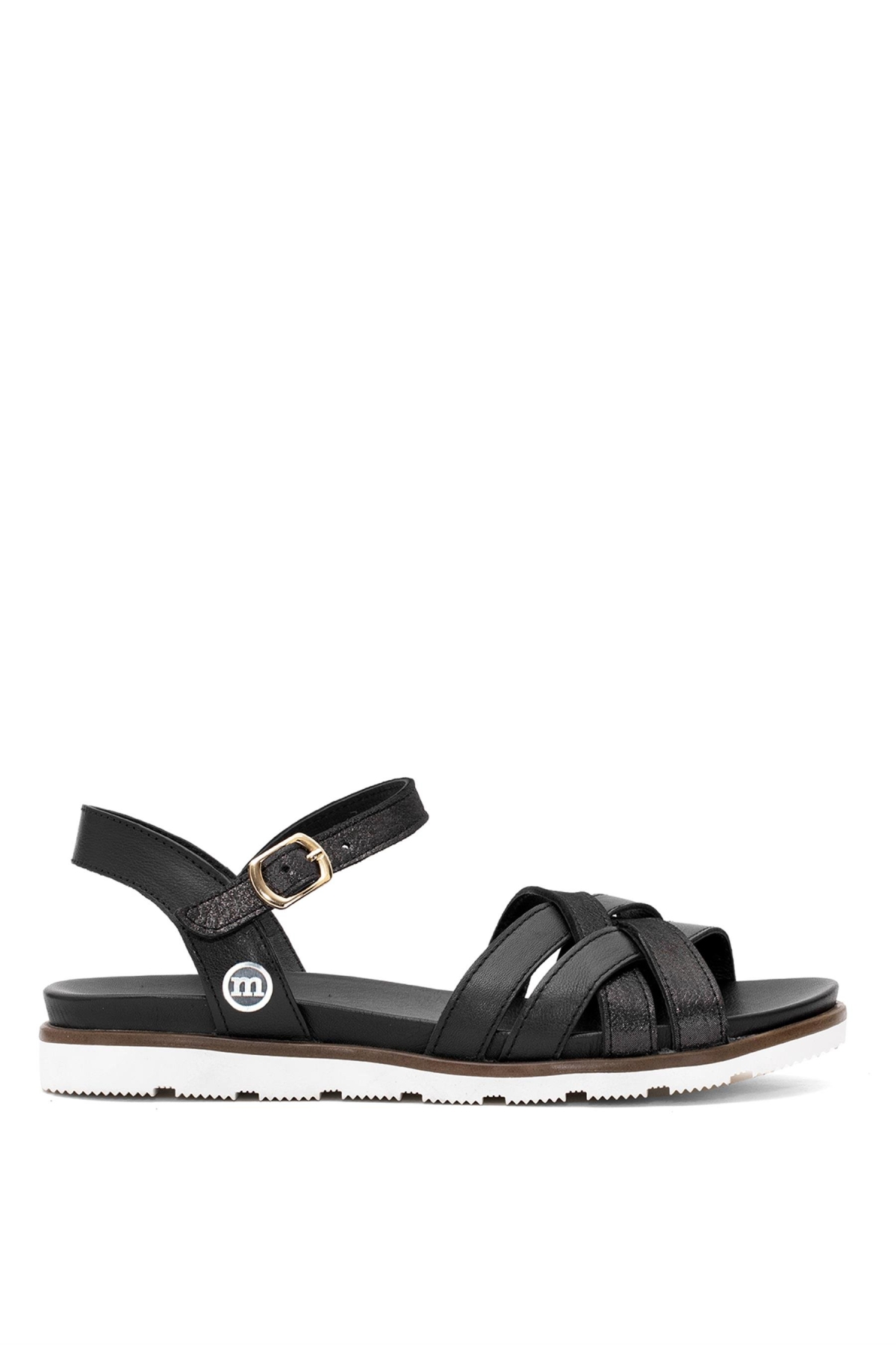 D25YS-2910 Kadın Hakiki Deri Düz Sandalet Siyah - Görsel 2