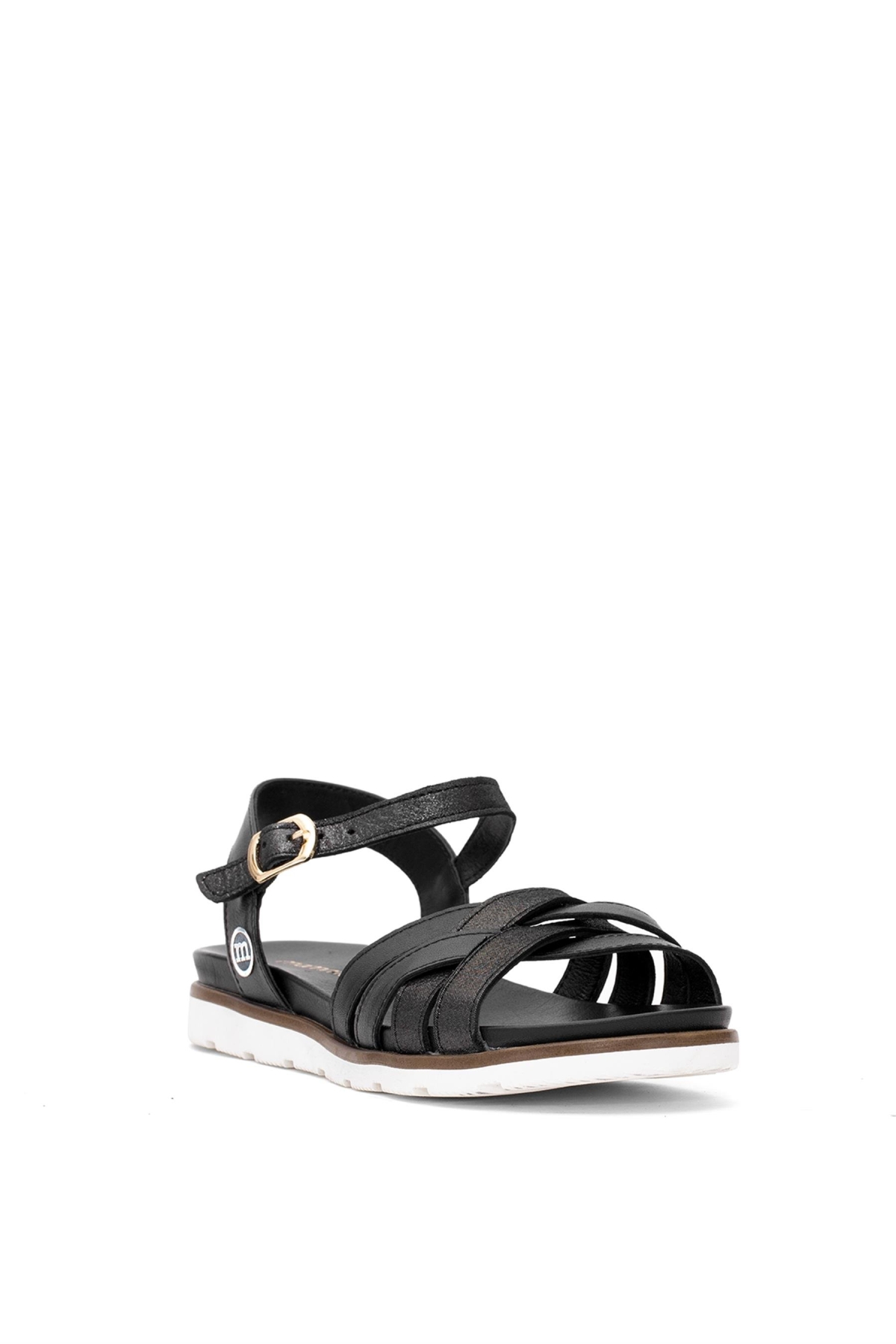 D25YS-2910 Kadın Hakiki Deri Düz Sandalet Siyah - Görsel 3