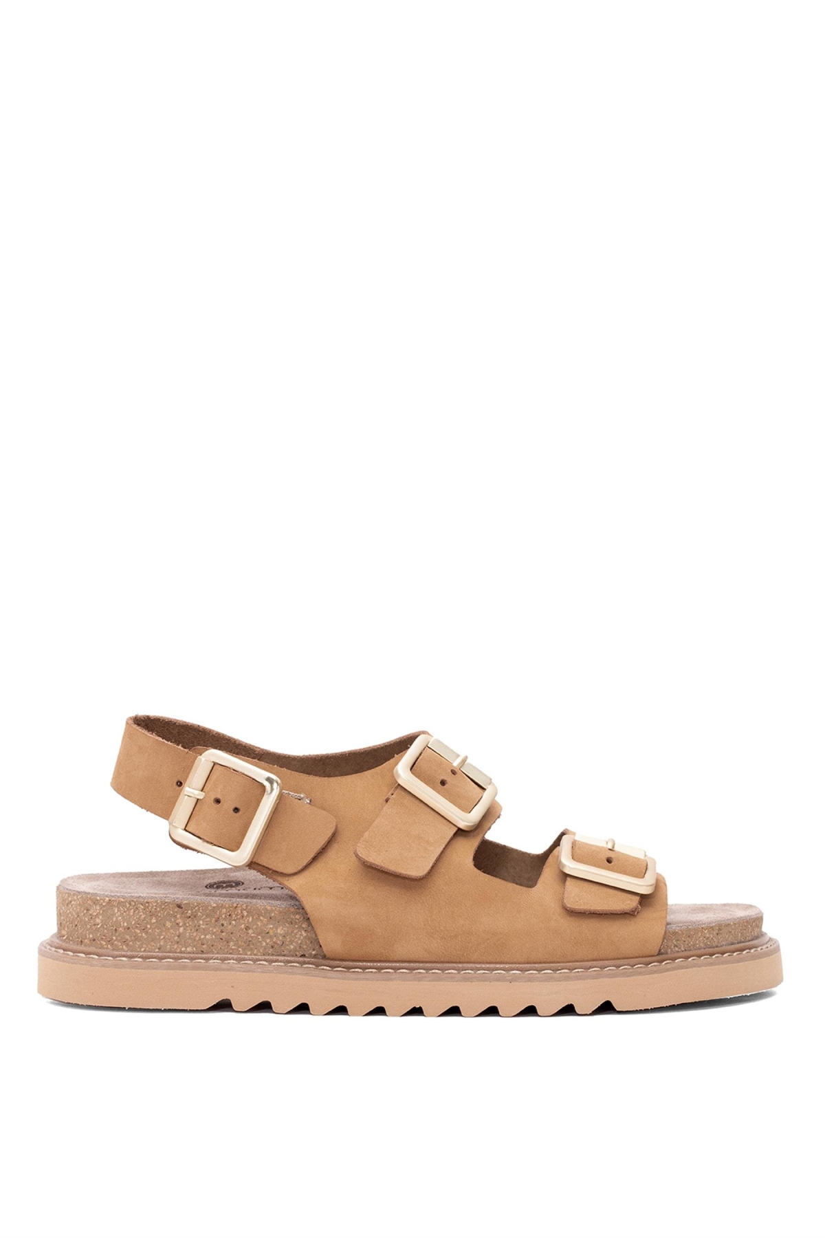 D25YS-2630 Kadın Hakiki Deri Düz Sandalet Camel - Görsel 2