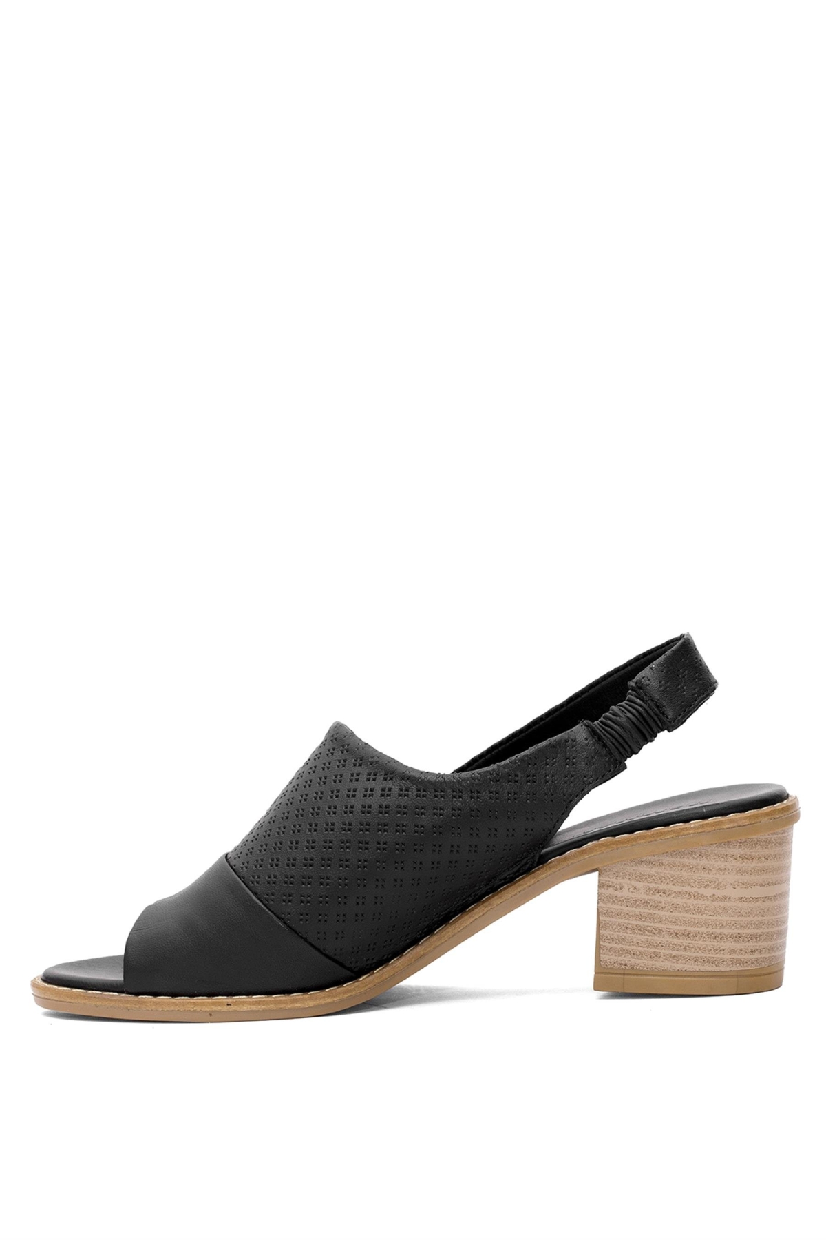 D25YS-2840 Kadın Hakiki Deri Topuklu Sandalet Siyah - Görsel 4