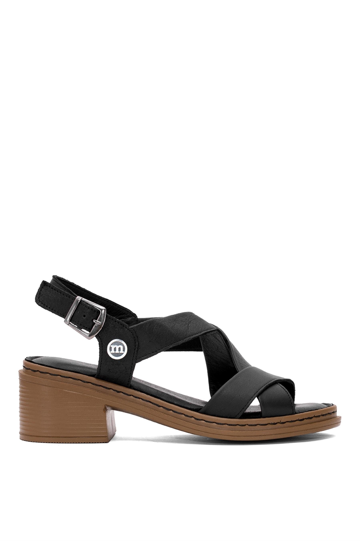 D25YS-2560 Kadın Hakiki Deri Topuklu Sandalet Siyah - Görsel 2