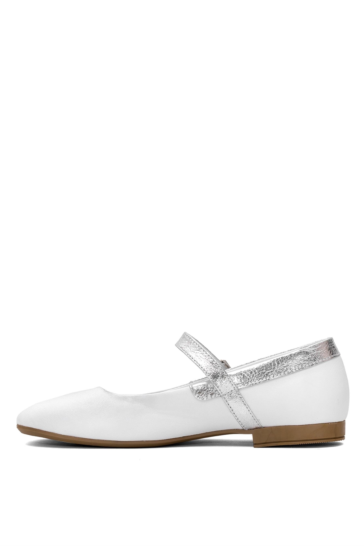 D25YA-7145 Kadın Hakiki Deri Babet Beyaz - Görsel 4